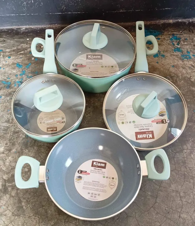 Kiam 7 Piece Chromatic Ceramic Coating Granite Non Stick Cookware Set (Induction Bottom)