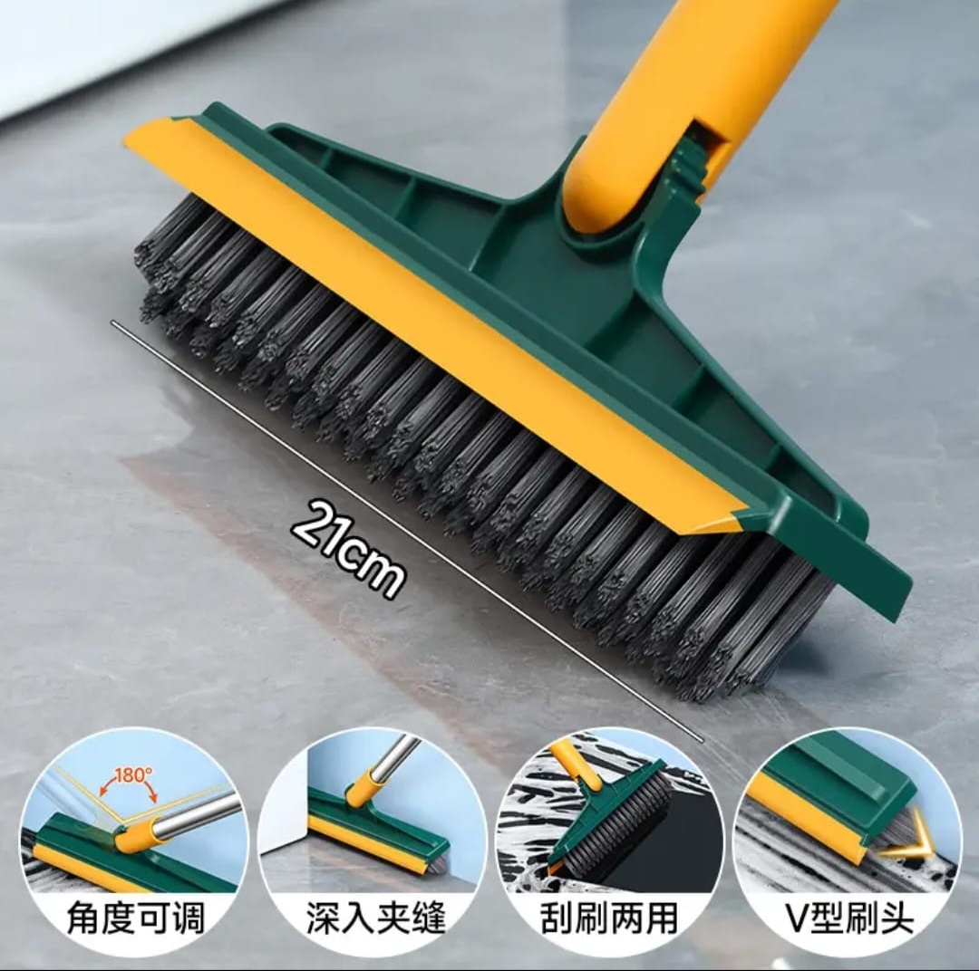Bathroom Cleaning Brush with Wiper + Bottle Cleaner Brush 2 in1 Floor Cleaner Long Handle Home